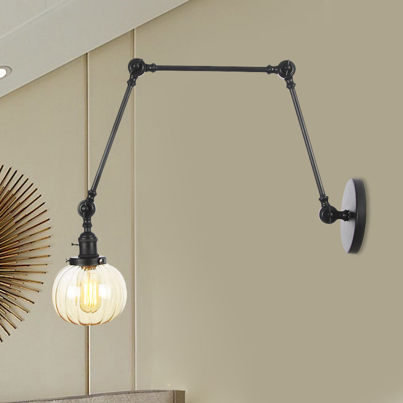 Frendorf | Globe Klar/Amber Glas Wandmontierter Beleuchtung Vintage 1 Licht Innen Sconces in Messing/Chrom/Schwarz mit Verstellbarem Arm, 8"+8"/8"+8"+8" L