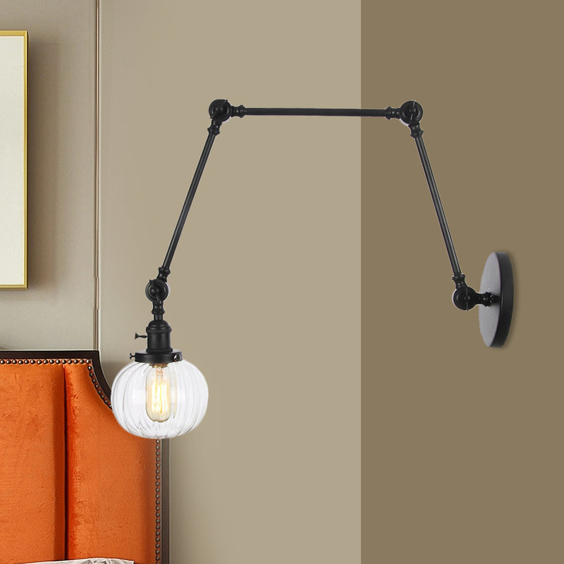 Frendorf | Globe Klar/Amber Glas Wandmontierter Beleuchtung Vintage 1 Licht Innen Sconces in Messing/Chrom/Schwarz mit Verstellbarem Arm, 8"+8"/8"+8"+8" L