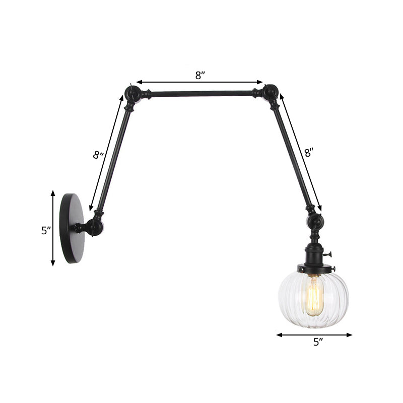Frendorf | Globe Klar/Amber Glas Wandmontierter Beleuchtung Vintage 1 Licht Innen Sconces in Messing/Chrom/Schwarz mit Verstellbarem Arm, 8"+8"/8"+8"+8" L