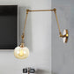 Frendorf | Globe Klar/Amber Glas Wandmontierter Beleuchtung Vintage 1 Licht Innen Sconces in Messing/Chrom/Schwarz mit Verstellbarem Arm, 8"+8"/8"+8"+8" L