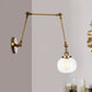 Frendorf | Globe Klar/Amber Glas Wandmontierter Beleuchtung Vintage 1 Licht Innen Sconces in Messing/Chrom/Schwarz mit Verstellbarem Arm, 8"+8"/8"+8"+8" L