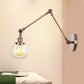 Frendorf | Globe Klar/Amber Glas Wandmontierter Beleuchtung Vintage 1 Licht Innen Sconces in Messing/Chrom/Schwarz mit Verstellbarem Arm, 8"+8"/8"+8"+8" L