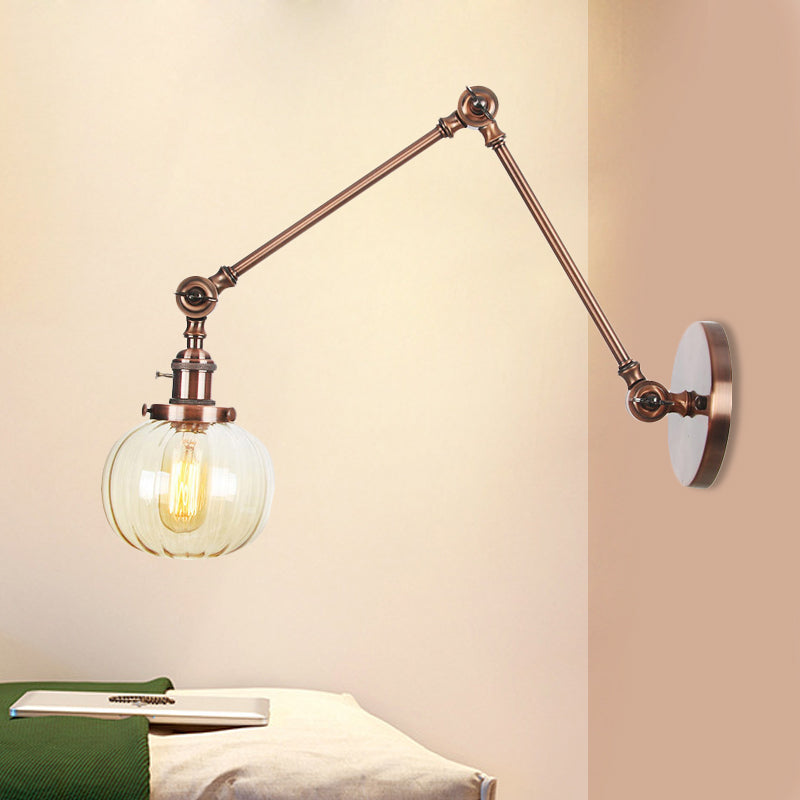 Frendorf | Globe Klar/Amber Glas Wandmontierter Beleuchtung Vintage 1 Licht Innen Sconces in Messing/Chrom/Schwarz mit Verstellbarem Arm, 8"+8"/8"+8"+8" L