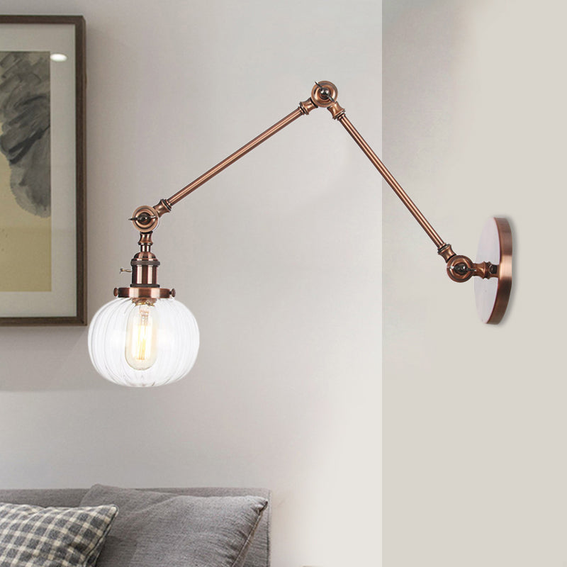 Frendorf | Globe Klar/Amber Glas Wandmontierter Beleuchtung Vintage 1 Licht Innen Sconces in Messing/Chrom/Schwarz mit Verstellbarem Arm, 8"+8"/8"+8"+8" L