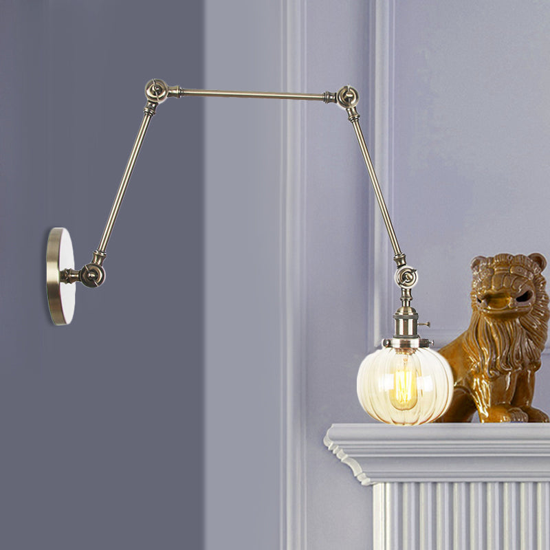 Frendorf | Globe Klar/Amber Glas Wandmontierter Beleuchtung Vintage 1 Licht Innen Sconces in Messing/Chrom/Schwarz mit Verstellbarem Arm, 8"+8"/8"+8"+8" L