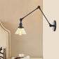 Frendorf | 1 Licht Wandlamp Industriële Conische Duidelijk/Amber Glazen Wandlamp in Zwart/Bronze/Messing met Verstelbare Arm, 8“+8"/8"+8"+8" Lang