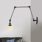 Frendorf | 1 Licht Wandlamp Industriële Conische Duidelijk/Amber Glazen Wandlamp in Zwart/Bronze/Messing met Verstelbare Arm, 8“+8"/8"+8"+8" Lang