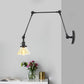 Frendorf | 1 Licht Wandlamp Industriële Conische Duidelijk/Amber Glazen Wandlamp in Zwart/Bronze/Messing met Verstelbare Arm, 8“+8"/8"+8"+8" Lang