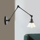 Frendorf | 1 Licht Wandlamp Industriële Conische Duidelijk/Amber Glazen Wandlamp in Zwart/Bronze/Messing met Verstelbare Arm, 8“+8"/8"+8"+8" Lang