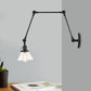 Frendorf | 1 Licht Wandlamp Industriële Conische Duidelijk/Amber Glazen Wandlamp in Zwart/Bronze/Messing met Verstelbare Arm, 8“+8"/8"+8"+8" Lang
