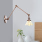 Frendorf | 1 Licht Wandlamp Industriële Conische Duidelijk/Amber Glazen Wandlamp in Zwart/Bronze/Messing met Verstelbare Arm, 8“+8"/8"+8"+8" Lang