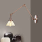 Frendorf | 1 Licht Wandlamp Industriële Conische Duidelijk/Amber Glazen Wandlamp in Zwart/Bronze/Messing met Verstelbare Arm, 8“+8"/8"+8"+8" Lang