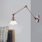 Frendorf | 1 Licht Wandlamp Industriële Conische Duidelijk/Amber Glazen Wandlamp in Zwart/Bronze/Messing met Verstelbare Arm, 8“+8"/8"+8"+8" Lang