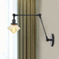 Frendorf | 1 Licht Esszimmer Wandleuchte Vintage Schwarz/Bronze/ Messing Wandmontierte Lampe mit Diamant Klar/Amber Glasschirm, 8"+8"/8"+8"+8" L Verstellbarer Arm