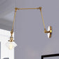 Frendorf | 1 Licht Esszimmer Wandleuchte Vintage Schwarz/Bronze/ Messing Wandmontierte Lampe mit Diamant Klar/Amber Glasschirm, 8"+8"/8"+8"+8" L Verstellbarer Arm