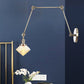 Frendorf | 1 Licht Esszimmer Wandleuchte Vintage Schwarz/Bronze/ Messing Wandmontierte Lampe mit Diamant Klar/Amber Glasschirm, 8"+8"/8"+8"+8" L Verstellbarer Arm