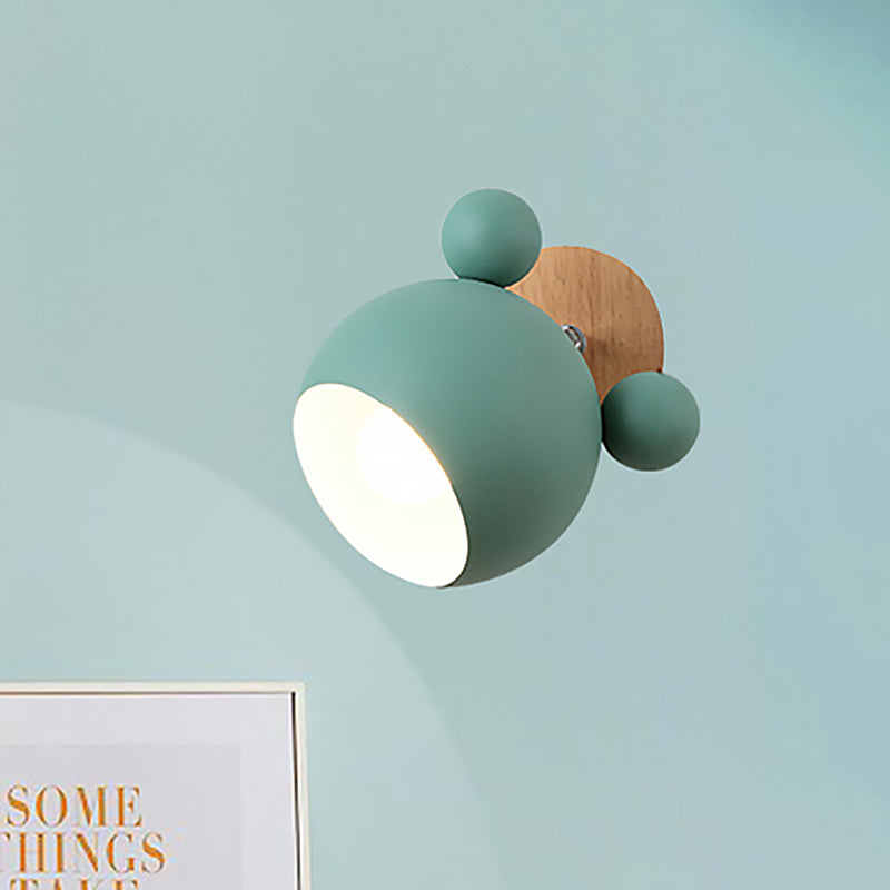Nordic Style Globe Wandlicht Holz & Metall 1-Glühbirne Wandleuchte für Restaurant Flur