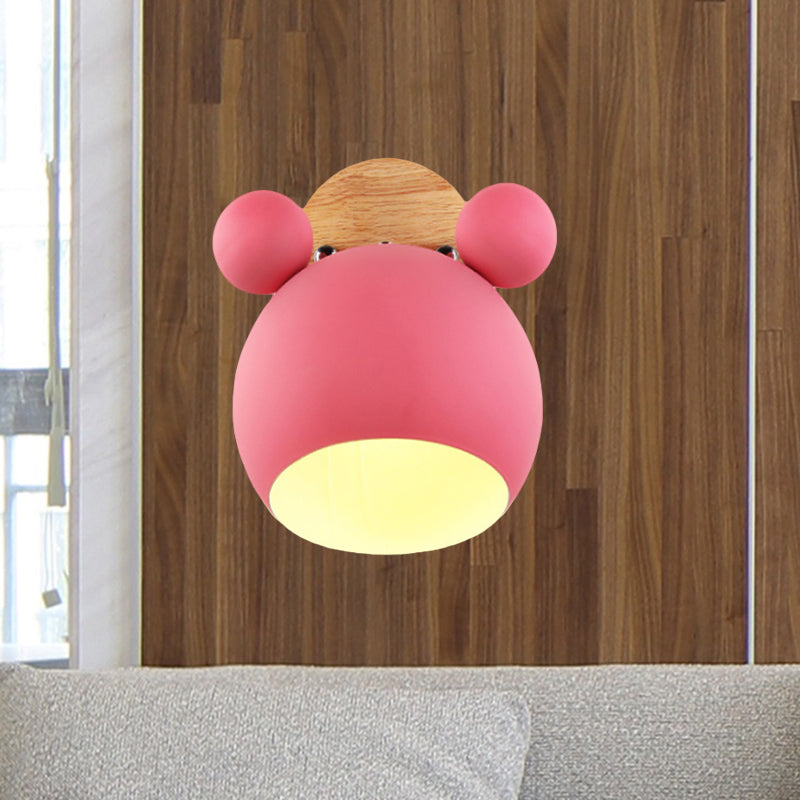 Nordic Style Globe Wandlicht Holz & Metall 1-Glühbirne Wandleuchte für Restaurant Flur