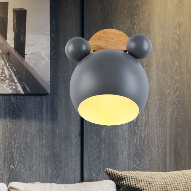 Nordic Style Globe Wandlicht Holz & Metall 1-Glühbirne Wandleuchte für Restaurant Flur