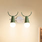 Frendorf | 2 Köpfe Kegel Wandlampe mit Geweihen Zeitgenössische Metall Wandlaterne für das Arbeitszimmer