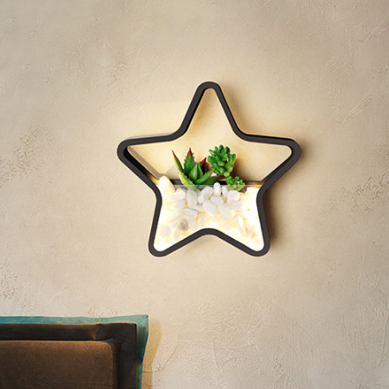 Frendorf | Kunstmatige Succulent Planten Wandlamp Metalen Steen Moderne Creatieve Wandlamp in Zwart voor Slaapkamer