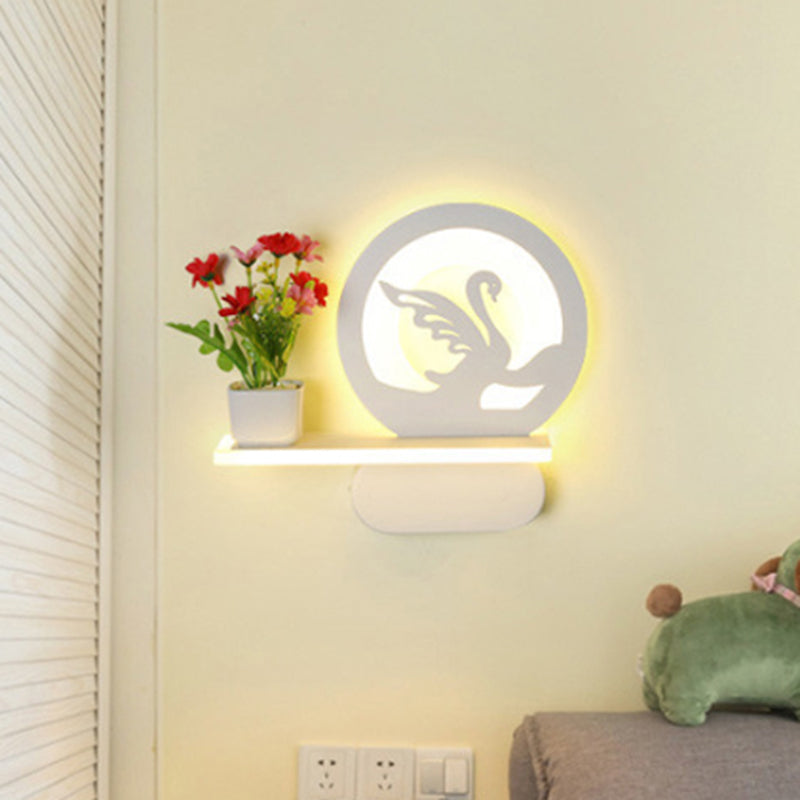 Frendorf | Studiekamer Big O Wandlamp met Plank Acryl Romantisch Witte Afwerking Sconcelicht