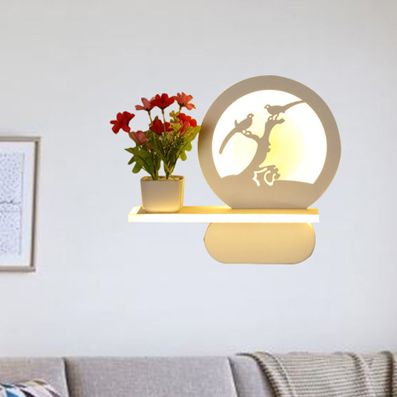 Frendorf | Studiekamer Big O Wandlamp met Plank Acryl Romantisch Witte Afwerking Sconcelicht