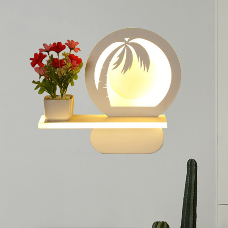 Frendorf | Studiekamer Big O Wandlamp met Plank Acryl Romantisch Witte Afwerking Sconcelicht