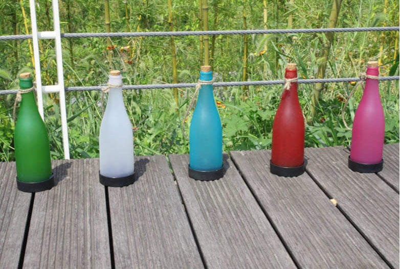 5 Stück Solar Weinflasche Licht Außen Deko Plastik LED Hängeleuchte