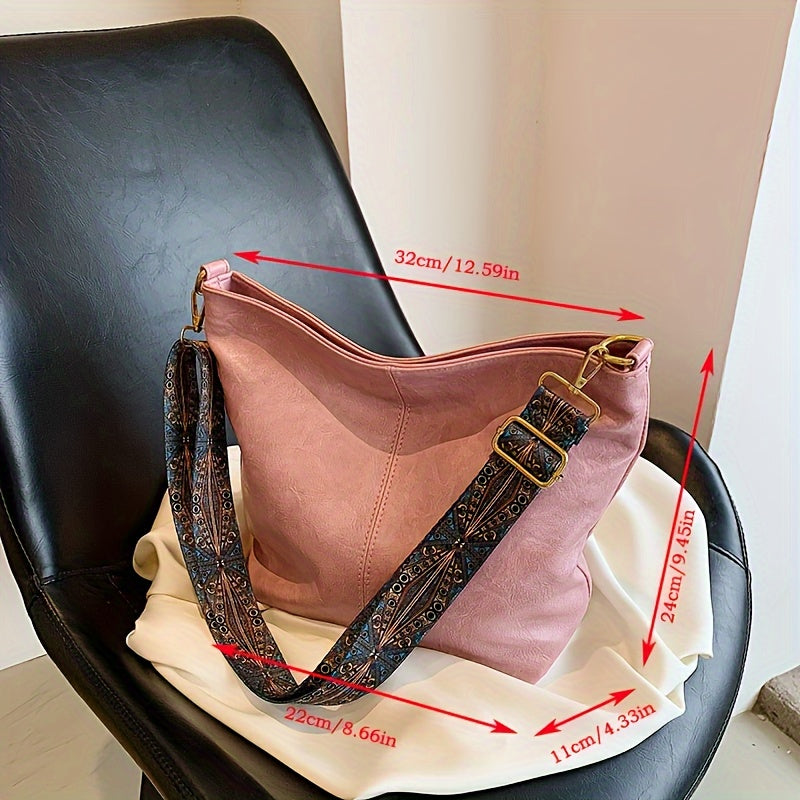 Frendorf | Breite geometrische Tasche – Große Kapazität Umhängetasche mit retro Vibe