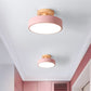 Skandinavische LED-Deckenleuchte mit Holz | Moderne Trommelform für Flure und Eingänge | Energieeffiziente Beleuchtung