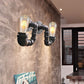 Frendorf | 2-Licht Dubbel Gebogen Arm Wandlamp Antiqued Zwart/Roest/Gouden Afwerking Metalen Wandlamp voor Restaurant