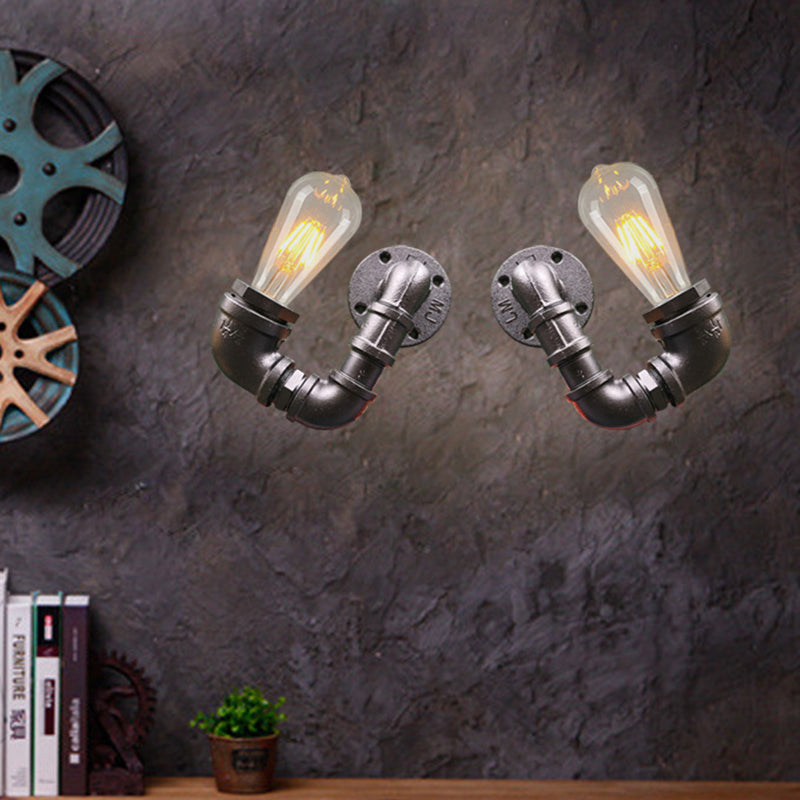 Frendorf | 2-Licht Dubbel Gebogen Arm Wandlamp Antiqued Zwart/Roest/Gouden Afwerking Metalen Wandlamp voor Restaurant