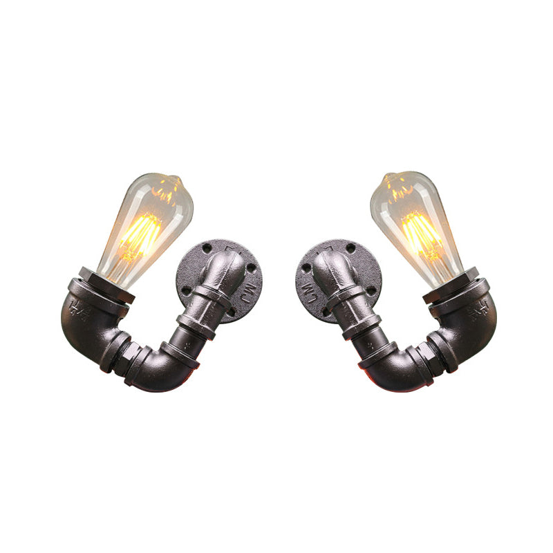 Frendorf | 2-Licht Dubbel Gebogen Arm Wandlamp Antiqued Zwart/Roest/Gouden Afwerking Metalen Wandlamp voor Restaurant