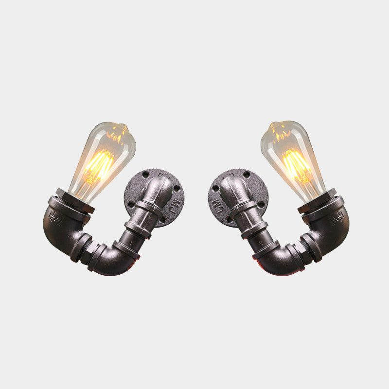 Frendorf | 2-Licht Dubbel Gebogen Arm Wandlamp Antiqued Zwart/Roest/Gouden Afwerking Metalen Wandlamp voor Restaurant