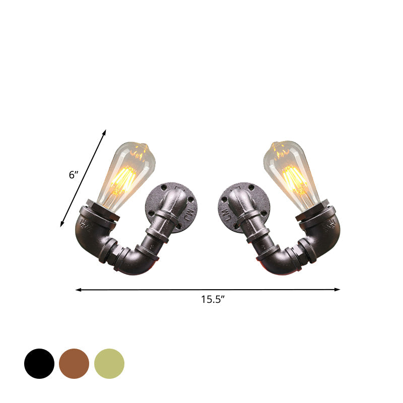Frendorf | 2-Licht Dubbel Gebogen Arm Wandlamp Antiqued Zwart/Roest/Gouden Afwerking Metalen Wandlamp voor Restaurant