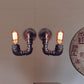 Frendorf | 2-Licht Dubbel Gebogen Arm Wandlamp Antiqued Zwart/Roest/Gouden Afwerking Metalen Wandlamp voor Restaurant