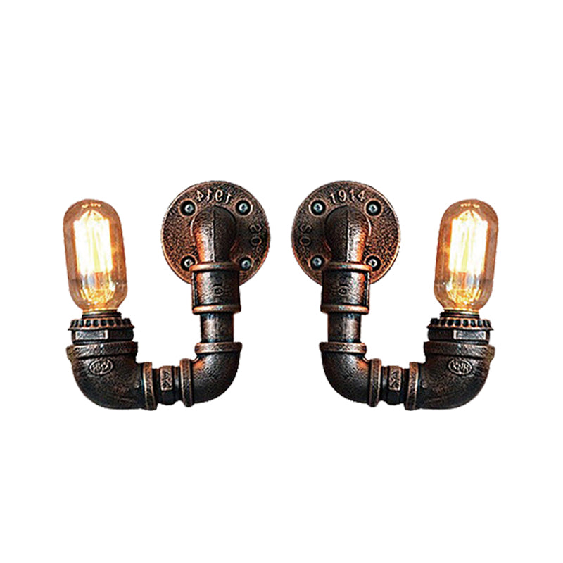 Frendorf | 2-Licht Dubbel Gebogen Arm Wandlamp Antiqued Zwart/Roest/Gouden Afwerking Metalen Wandlamp voor Restaurant