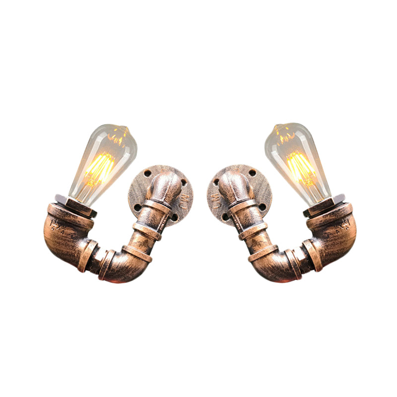 Frendorf | 2-Licht Dubbel Gebogen Arm Wandlamp Antiqued Zwart/Roest/Gouden Afwerking Metalen Wandlamp voor Restaurant