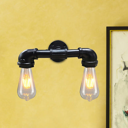 Frendorf | Metalen Blote Gloeilamp Wandlamp Lichtarmatuur Boerderij 2-Kops Koffiehuis Muurbevestiging Lamp in Zwart/Roest