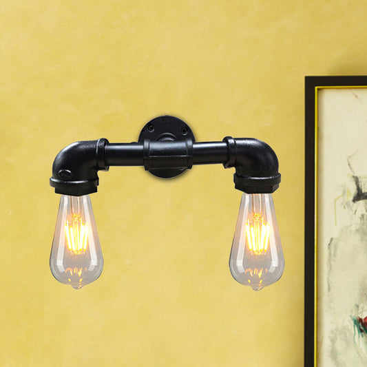 Frendorf | Metalen Blote Gloeilamp Wandlamp Lichtarmatuur Boerderij 2-Kops Koffiehuis Muurbevestiging Lamp in Zwart/Roest