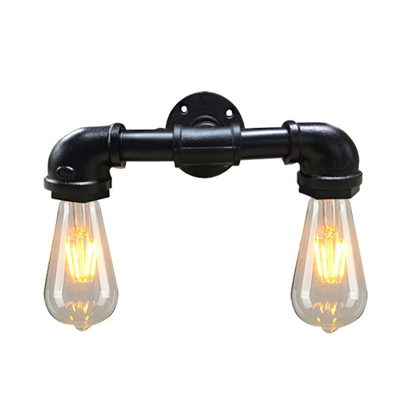 Frendorf | Metalen Blote Gloeilamp Wandlamp Lichtarmatuur Boerderij 2-Kops Koffiehuis Muurbevestiging Lamp in Zwart/Roest