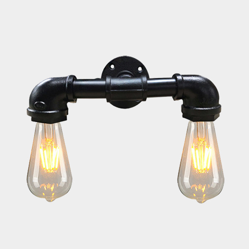 Frendorf | Metalen Blote Gloeilamp Wandlamp Lichtarmatuur Boerderij 2-Kops Koffiehuis Muurbevestiging Lamp in Zwart/Roest