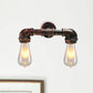 Frendorf | Metalen Blote Gloeilamp Wandlamp Lichtarmatuur Boerderij 2-Kops Koffiehuis Muurbevestiging Lamp in Zwart/Roest