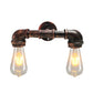 Frendorf | Metalen Blote Gloeilamp Wandlamp Lichtarmatuur Boerderij 2-Kops Koffiehuis Muurbevestiging Lamp in Zwart/Roest