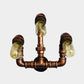 Frendorf | 3 Glühbirnen Wand sconce Beleuchtung Bauernhaus Gebogene Arm Metall Wandmontierte Lampe in Rost für Bar