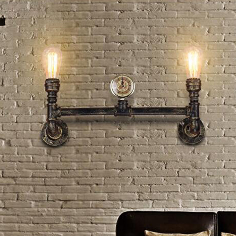 Frendorf | Eisen Bronze Finish Wandlamp Bare Bulb 2-Kopf Antiqued Sconce Beleuchtung mit Gauge Deco