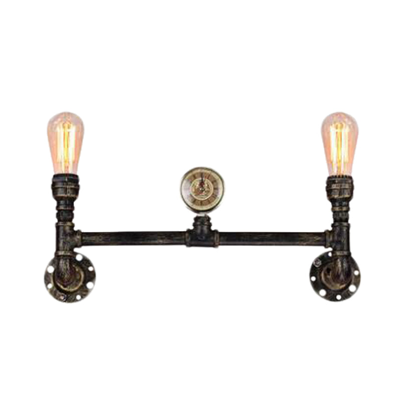 Frendorf | Eisen Bronze Finish Wandlamp Bare Bulb 2-Kopf Antiqued Sconce Beleuchtung mit Gauge Deco