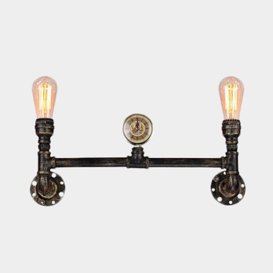 Frendorf | Eisen Bronze Finish Wandlamp Bare Bulb 2-Kopf Antiqued Sconce Beleuchtung mit Gauge Deco