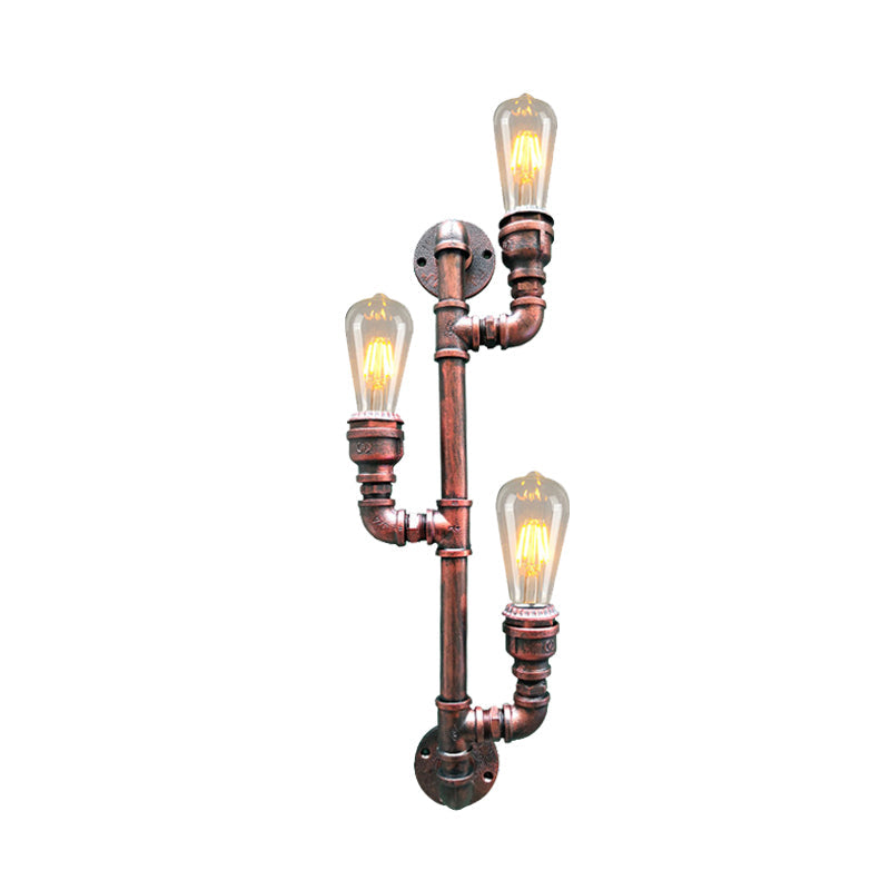 Frendorf | Metalen Roest Afwerking Wandlamp Tak 3 Koppen Vintage Wandmontage Pijp Lamp voor Hoek